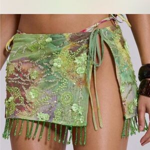 Jaded London Green Floral Mini Skirt